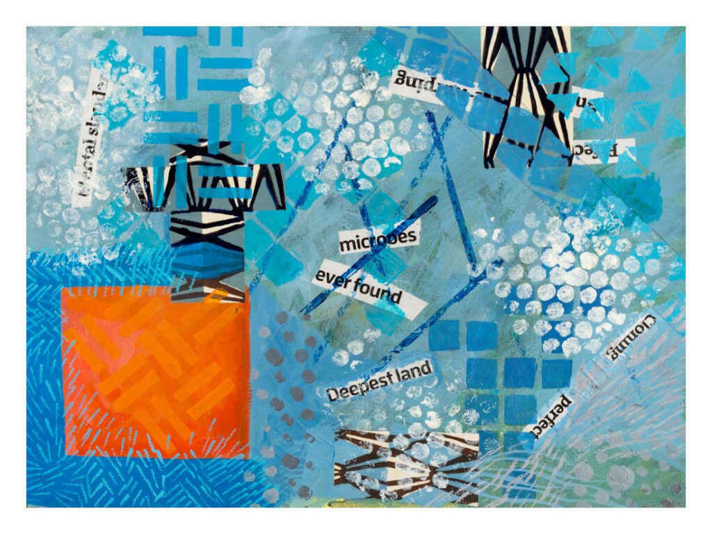 Blue abstract with an orange square